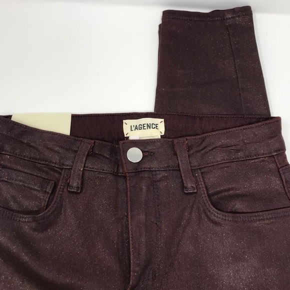 L’AGENCE Bordeaux Coated Margot High Waist Jeans - Picture 6 of 6